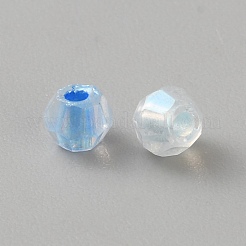電気メッキされた透明ガラスビーズ  双円錐形  虹メッキ  多面カット  ブルー  3.5x4.5mm  穴：1.4mm  135個/袋&nbsp;GLAA-TAC0031-002A