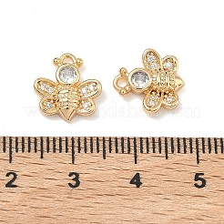 真鍮マイクロパヴェクリアキュービックジルコニアペンダント  ミツバチのチャーム  18KGP本金メッキ  12x11.5x3mm  穴：1.5mm&nbsp;KK-B172-20G