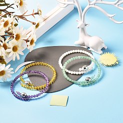 女の子の女性のためのレイキクリスタル天然混合石ビーズバングル  陰陽チベットスタイル合金ヨーロッパビーズブレスレット  内径：2-1/8インチ（5.3~5.5cm）&nbsp;BJEW-JB06802