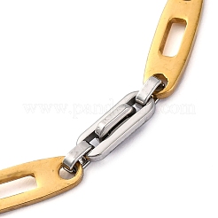 201ステンレススチールリンクチェーンブレスレット  304ステンレススチール留め具付き  ゴールデン·ステンレス鋼色  8-7/8インチ（22.4cm）&nbsp;BJEW-B078-114GP-1