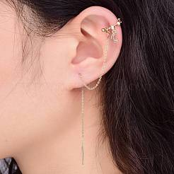 Moon & Star Ear Cuff Wrap Climber Earrings&nbsp;EJEW-K088-09G