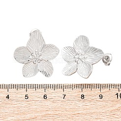 変色しない304ステンレススチールスタッドピアス  花  ステンレス鋼色  25x25mm&nbsp;EJEW-Z022-22P