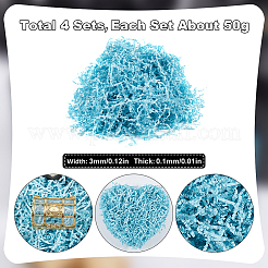 4セットの紙細断紙フィラー  空色  3x0.1mm  50 G /セッティング&nbsp;OCOR-SP0001-03B