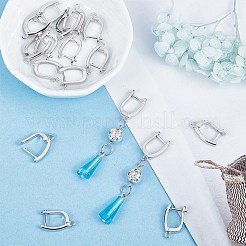 ラッチバック開閉式真鍮フープピアスパーツ  カドミウムフリー＆鉛フリー  プラチナメッキ  19.5x13x3mm  穴：1.5mm  ピン：1mm&nbsp;ZIRC-F052-29P