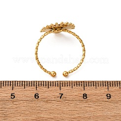 304ステンレススチール製エナメル調節可能な女性用カフリング  ヒマワリ  18KGP本金メッキ  ひまわり：12x15mm  内径：19.4mm&nbsp;RJEW-F194-07G