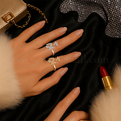 6Pcs 3 Colors Brass Micro Pave Cubic Zirconia Open Cuff Rings&nbsp;RJEW-HY0001-20