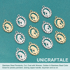 12Pcs 2 Colors Ion Plating(IP) 201 Stainless Steel Pendants&nbsp;STAS-UN0029-76