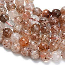 Natural Copper Rutilated Quartz Beads Strands&nbsp;G-L642-B07-12mm