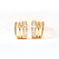 Brass Micro Pave Clear Cubic Zirconia Cuff Earrings&nbsp;EJEW-F370-29G