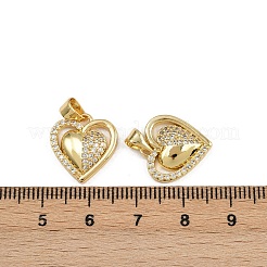 真鍮マイクロパヴェクリアキュービックジルコニアペンダント  ハート  16KGP本金メッキ  15.5x14.5x3.5mm  穴：3x4mm&nbsp;ZIRC-I367-13G-08