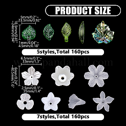 DIYジュエリー作りのパーツキット  透明アクリルチャーム付き  スプレーペイント ABS プラスチック イミテーションパール & アクリルビーズ  ミックスカラー  10.5x5x3.5mm  穴：1.4mm&nbsp;DIY-AR0005-10
