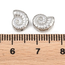 304ステンレススチールビーズ  オウムガイの殻の形  ステンレス鋼色  8.5x7x4mm  穴：1.2mm&nbsp;STAS-L022-593P