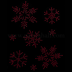 スノーフレーク 模様 ホットフィックス ラインストーン  ガラスラインストーンの装飾  クリスマス  クリムゾン  215x150x1mm&nbsp;DIY-WH0430-205C