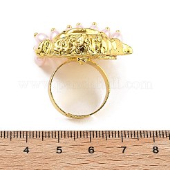 ナザールボンジュウ合金調節リング  女性用プラスチック模造真珠ステートメントリング  ゴールドカラー  usサイズ8 1/2(18.5mm)&nbsp;RJEW-A057-02G