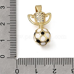 真鍮マイクロパヴェクリアキュービックジルコニアペンダント  エナメル  トロフィーチャーム付きサッカーボール  カドミウムフリー＆鉛フリー  ラックめっき  長持ちメッキ  18KGP本金メッキ  21.5x13x9.5mm  穴：4x3.5mm&nbsp;KK-C262-09A-G