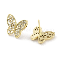 Brass Micro Pave Clear Cubic Zirconia Studs Earring for Women&nbsp;EJEW-S217-C01