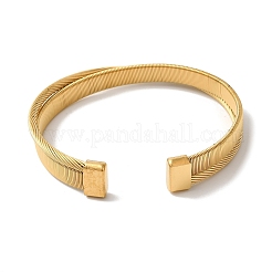 女性用ステンレススチールクロスオープンカフバングル  18KGP本金メッキ  内径：2-3/8インチ（6cm）  10mm&nbsp;BJEW-G719-10G