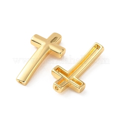 真鍮ビーズ  カドミウムフリー＆鉛フリー  ラックめっき  長持ちメッキ  18KGP本金メッキ  クロス  29x15x3.5mm  穴：1mm&nbsp;KK-CBA03AF-03A-G