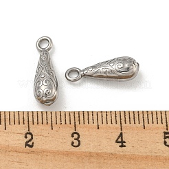 変色しない304ステンレススチールペンダント  ティアドロップチャーム  ステンレス鋼色  16.5x5.5x5mm  穴：1.8mm&nbsp;STAS-N103-109P