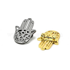 12個 3色 ハムサハンド 201 ステンレススチールブローチ バックパック 服用  ミックスカラー  27.5x19mm  4個/カラー&nbsp;JEWB-A033-14