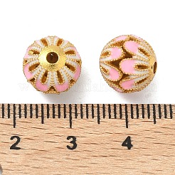 合金エナメルビーズ  ラウンド  ゴールドカラー  ピンク  10.5mm  穴：2mm&nbsp;ENAM-B037-04G-02