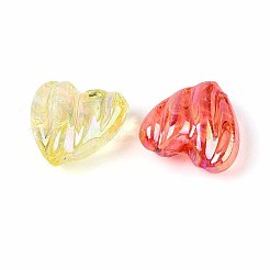 UVメッキ透明アクリルビーズ  虹色の  ハート  ミックスカラー  19.5x20x9.5mm  穴：2.2mm&nbsp;OACR-N150-25-01