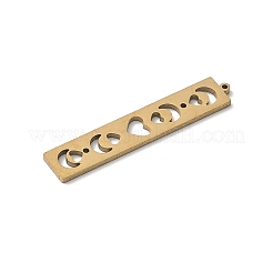201 ステンレススチール製フィリグリーペンダント  月のハートチャーム付き長方形  ゴールドカラー  30x5.5x1mm  穴：0.7mm&nbsp;LS-STAS-K298-16G