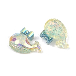 Transparent Epoxy Resin Whale with Bowknot Decoden Cabochons&nbsp;RESI-XCP0002-53