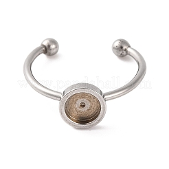 Non-Tarnish 304 Stainless Steel Open Cuff Ring Components&nbsp;STAS-S134-01P-02