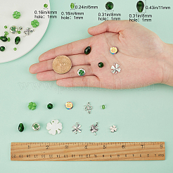 DIYダングルピアス作成キット  合金ペンダント入り  シェルペンダント  合成ヘマタイト＆ガラスビーズ  真鍮製アズキチェーンとピアスフック  グリーン&nbsp;DIY-SC0013-97