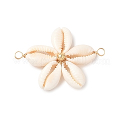 Natural Mixed Cowrie Shell Connector Charms&nbsp;PALLOY-JF03858-02