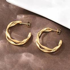 304 Stainless Steel Two-layer C-Shaped Stud Earrings&nbsp;EJEW-P324-11G