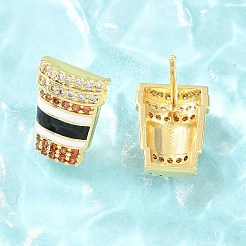 真鍮製マイクロパヴェキュービックジルコニアスタッドピアス  ドリンク  エナメル  鉛フリー＆カドミウムフリー  長持ちメッキ  ラックめっき  18KGP本金メッキ  ホワイト  13x9.5mm&nbsp;EJEW-G471-37G-01