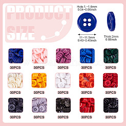 450Pcs 15 Styles Resin Buttons&nbsp;RESI-TA0004-13