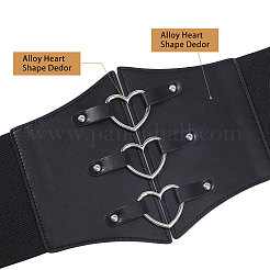 PU Leather Wide Elastic Corset Belt with Alloy Heart Buckle&nbsp;AJEW-WH0007-26