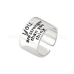 女性用合金カフリング  インスピレーションを与える言葉の模様  プラチナ  内径：16~19mm&nbsp;FS-WGEF64B-01