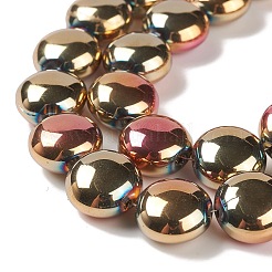 電気メッキガラスビーズ連売り  フルメッキ  フラットラウンド  虹メッキ  12x8mm  穴：1.2mm  約50個/連  24.41''（62センチメートル）&nbsp;EGLA-P049-01A-FP01