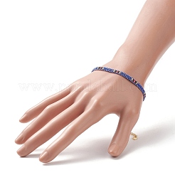 女性のための手作りの日本の種子ベイデッドビーズブレスレット  ブルー  7-3/8インチ（18.8cm）&nbsp;BJEW-MZ00019-02