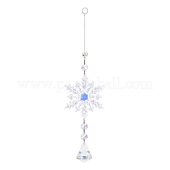 AB Color Glass Snowflake Pendant Decorations&nbsp;AJEW-Q144-02P-01