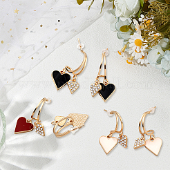 3 Pairs 3 Colors Alloy Rhinestone Dangle Stud Earrings&nbsp;EJEW-GO0007-004
