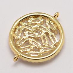 Brass Micro Pave Cubic Zirconia Links&nbsp;ZIRC-G088-03G