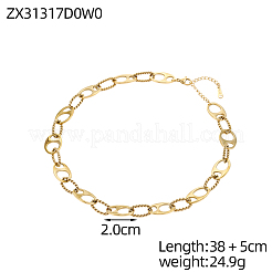 304ステンレススチール製オーバルリンクチェーンネックレス  イオンプレーティング（ip）  14KGP本金メッキ  16.93インチ（43cm）&nbsp;NJEW-OY002-60G