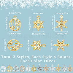 120本12スタイルアロイペンダント  スノーフレーク  ミックスカラー  18.5~19.5x13.5~16x1~2mm  穴：1.2~2.2mm  10個/スタイル&nbsp;FIND-SC0011-98