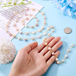 Handmade Cultured Freshwater Pearl Beaded Chains&nbsp;AJEW-TA0001-94