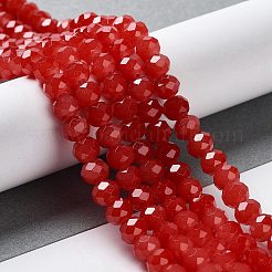 焼き絵用塗料、模造翡翠ガラスビーズの連  ファセットロンデル  ファイヤーブリック  4x3mm  穴：0.8~1mm  約105~110個/連  38~39cm&nbsp;LS-DGLA-A034-J4MM-A32