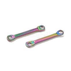 イオンプレーティング（IP）304ステンレススチールコネクタチャーム  バーリンク  虹色  12x2x1mm  穴：1mm&nbsp;STAS-Q323-04C-MC