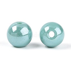 丸いガラスビーズの連売りを電気メッキする  パール光沢メッキ  空色  8mm  穴：1.4~1.8mm  約：2500個/ 1000 G&nbsp;EGLA-T029-07E