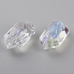 エンボスガラスラインストーンペンダント  双円錐形  多面カット  月光  13x6.5x4mm  穴：1.5mm&nbsp;GLAA-J101-02A-001MO