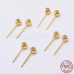 925スターリングシルバースタンドピアスパーツ  ゴム付きロンデルビーズ  18KGP本金メッキ  15x4x3mm  穴：1mm  ピン：0.8mm&nbsp;STER-I014-23G
