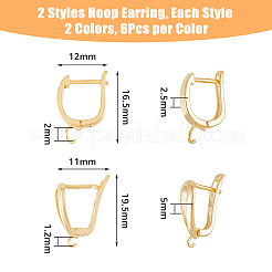24Pcs 4 Styles Brass Hoop Earring Findings&nbsp;KK-DC0003-13